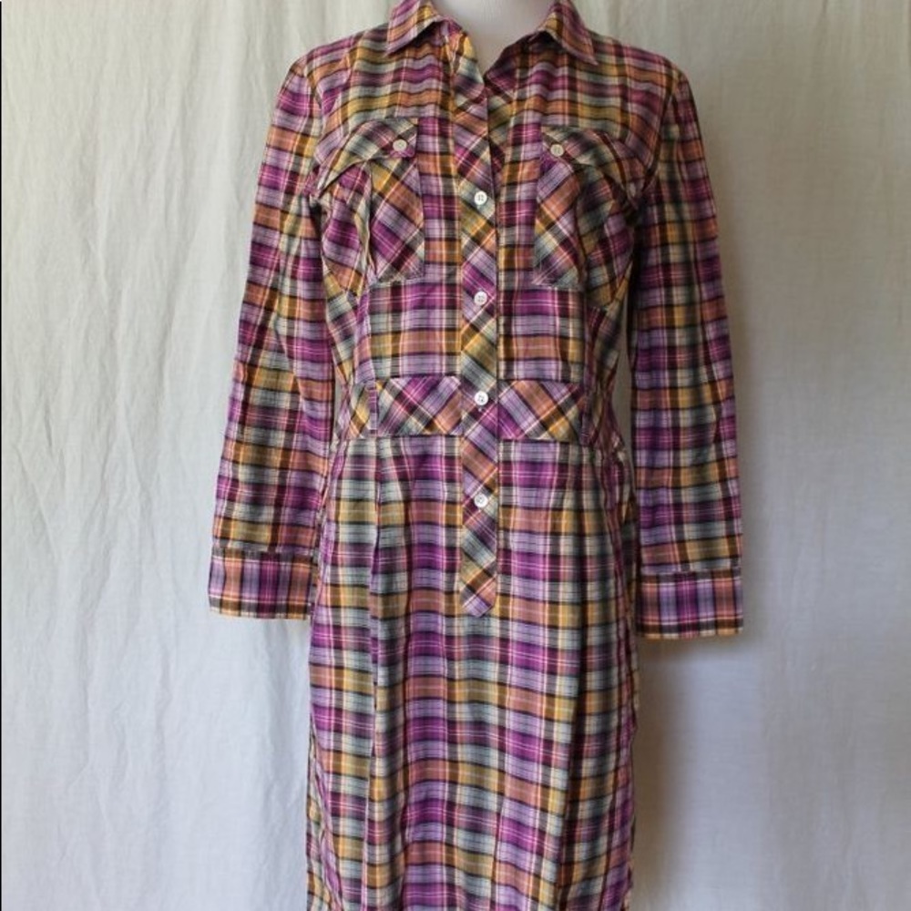 Theory plaid shirt dress